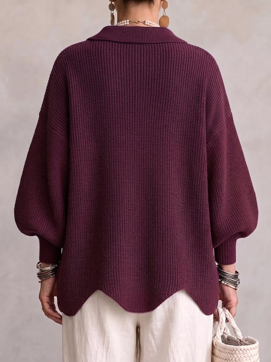 Cardigan oversize con bottoni metallici grandi