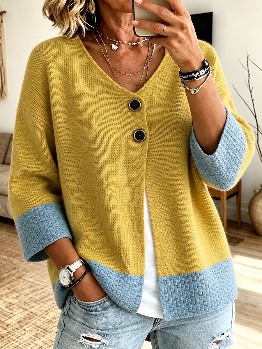 Jennifer | Cardigan in Maglia a Blocchi di Colore