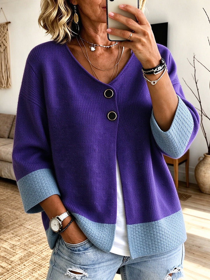 Jennifer | Cardigan in Maglia a Blocchi di Colore