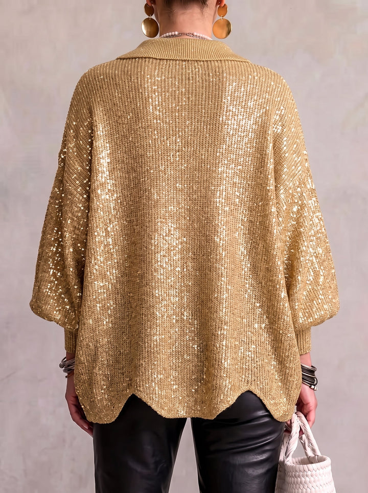Cardigan oversize con bottoni metallici grandi