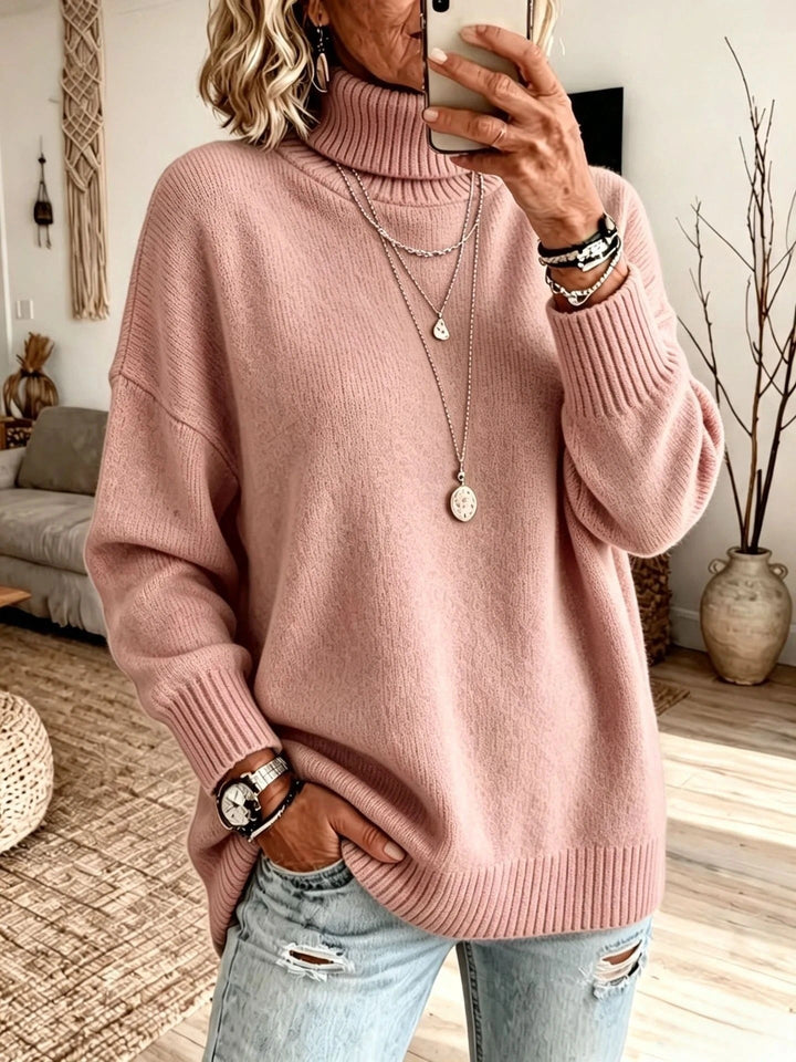 Susannah Top Morbido a Collo Alto Rosa