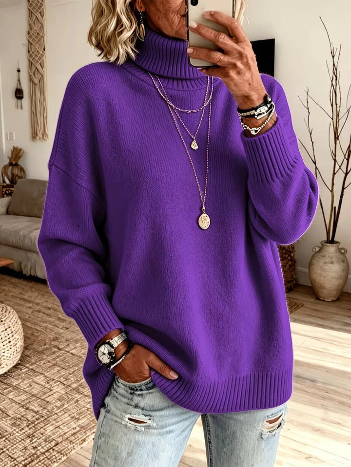 Susannah Top Morbido a Collo Alto Viola