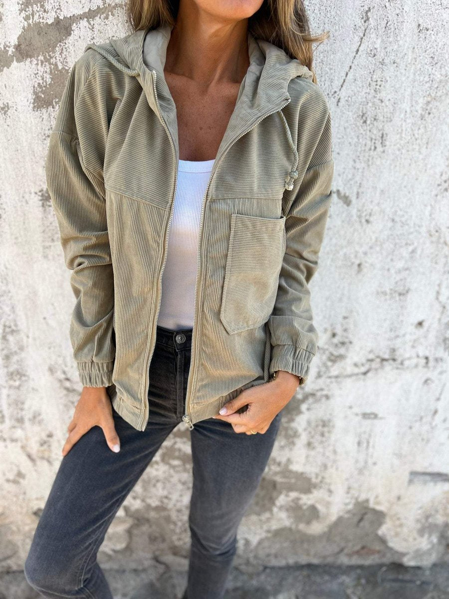 Lauren | Giacca a Coste con Cappuccio e Zip
