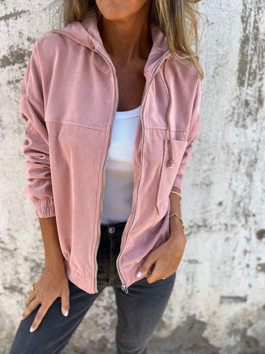 Lauren | Giacca a Coste con Cappuccio e Zip