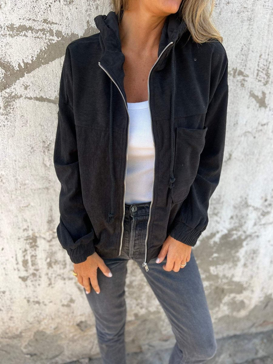 Lauren | Giacca a Coste con Cappuccio e Zip