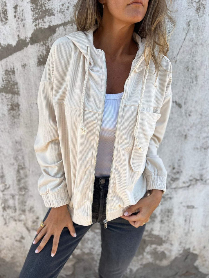 Lauren | Giacca a Coste con Cappuccio e Zip