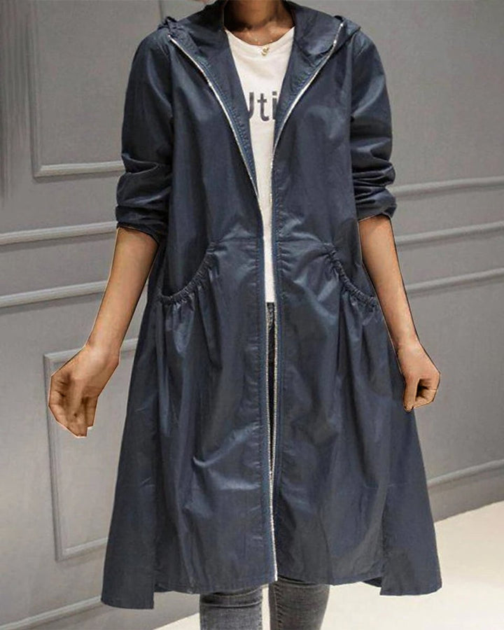 Kathleen | Trench Lungo con Cappuccio e Zip