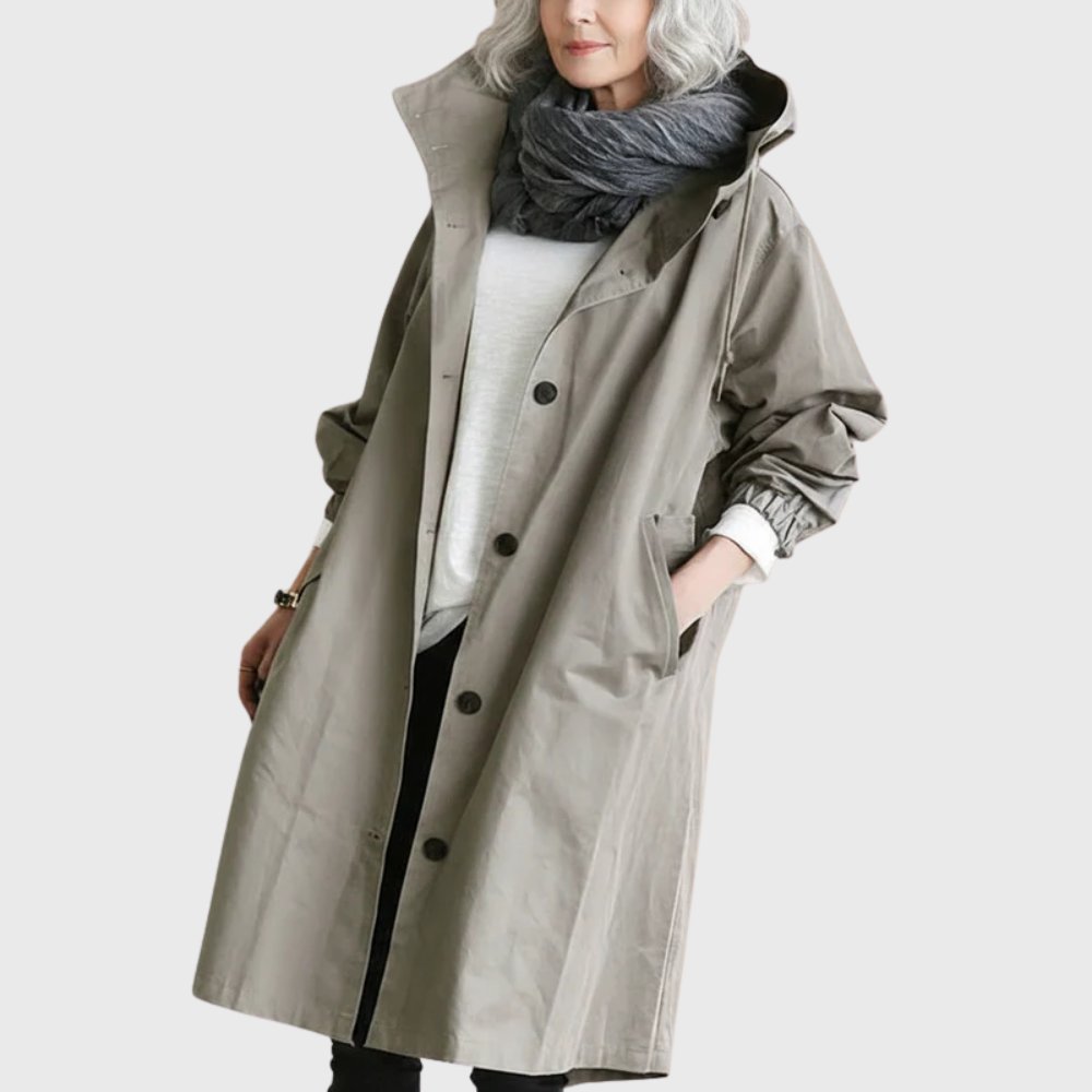 Ruth | Trench Lungo con Cappuccio e Vestibilità Morbida