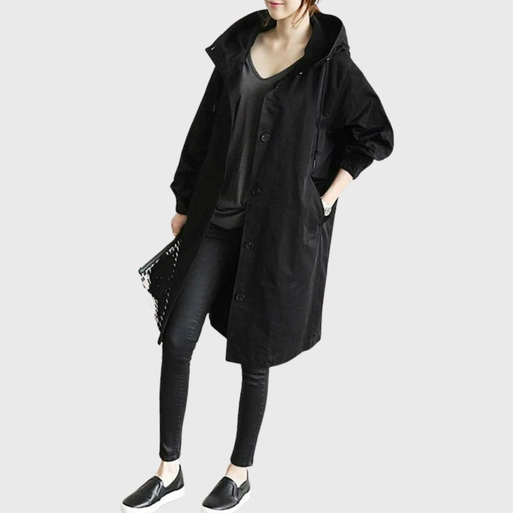Ruth | Trench Lungo con Cappuccio e Vestibilità Morbida