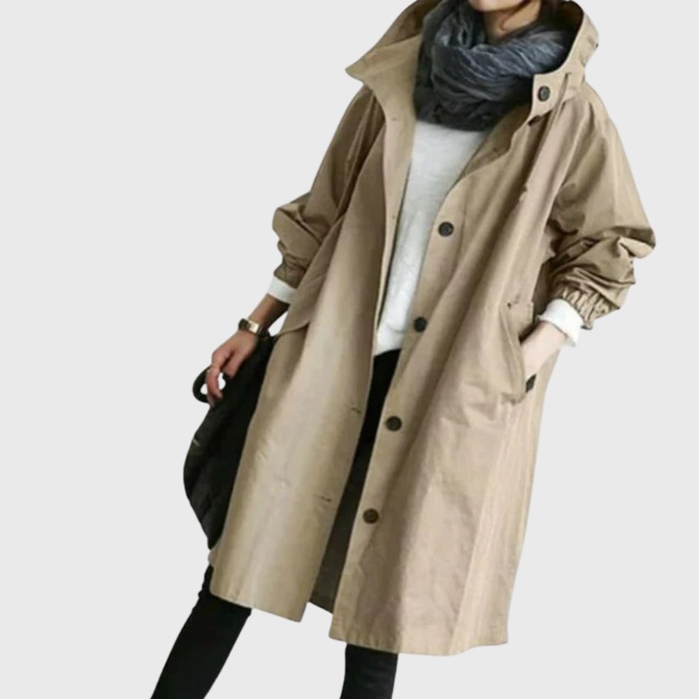 Ruth | Trench Lungo con Cappuccio e Vestibilità Morbida