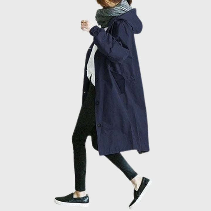 Ruth | Trench Lungo con Cappuccio e Vestibilità Morbida