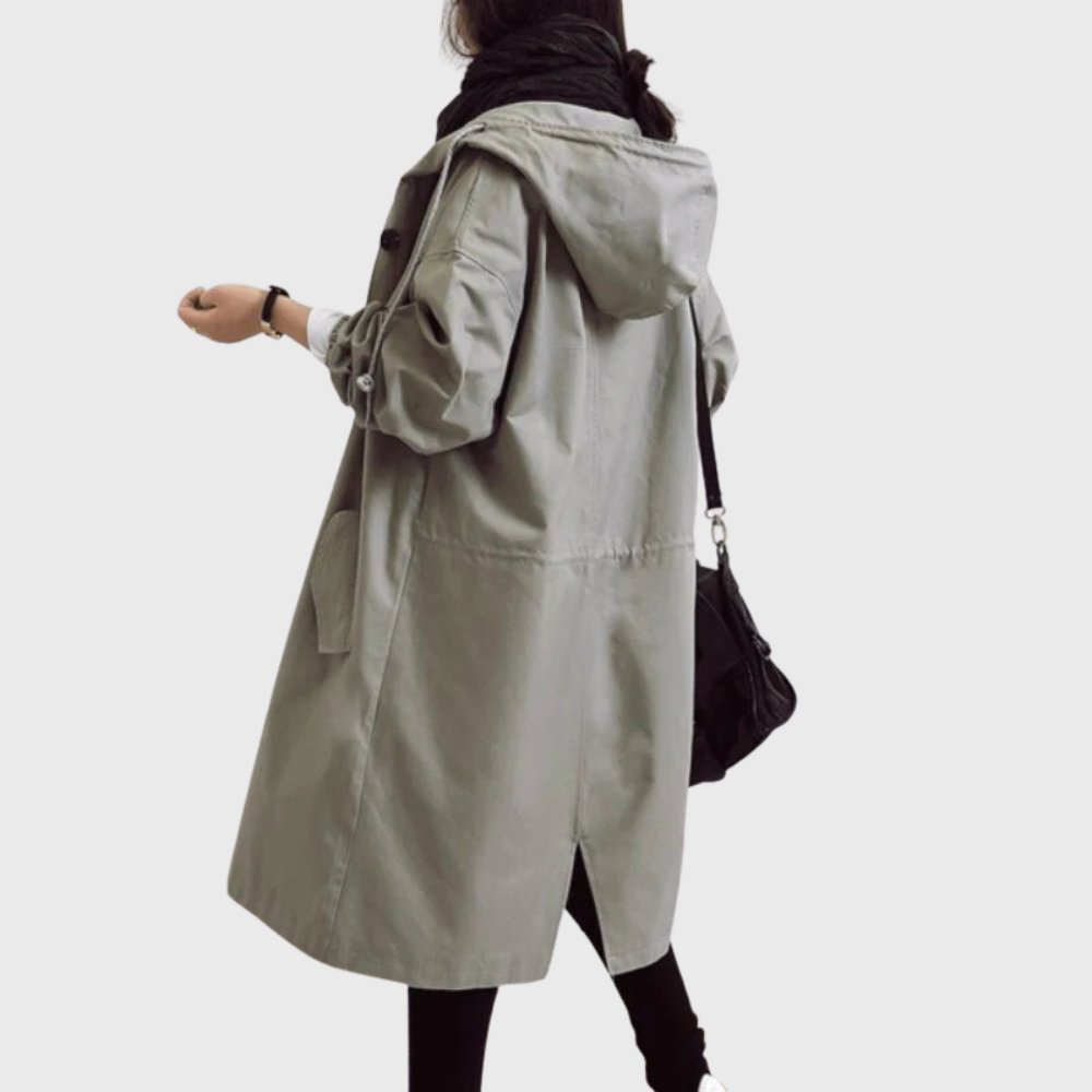 Ruth | Trench Lungo con Cappuccio e Vestibilità Morbida