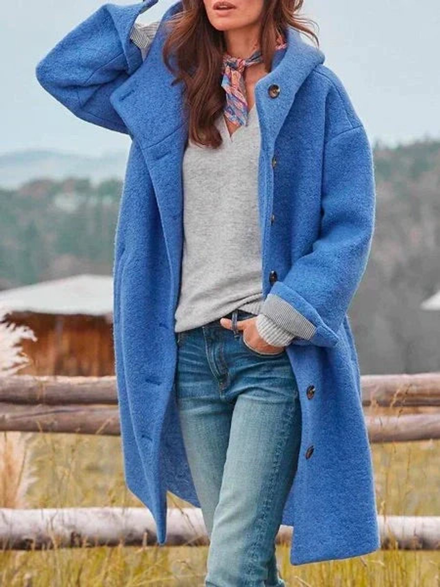 Eleanor | Cappotto Lungo con Cappuccio e Bottoni sul Davanti